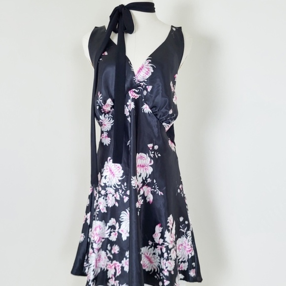 La Vie en Rose Slip Dress Deep V-neck Plunge Neckline Flowy Bias Cut Sleeveless - Picture 2 of 12